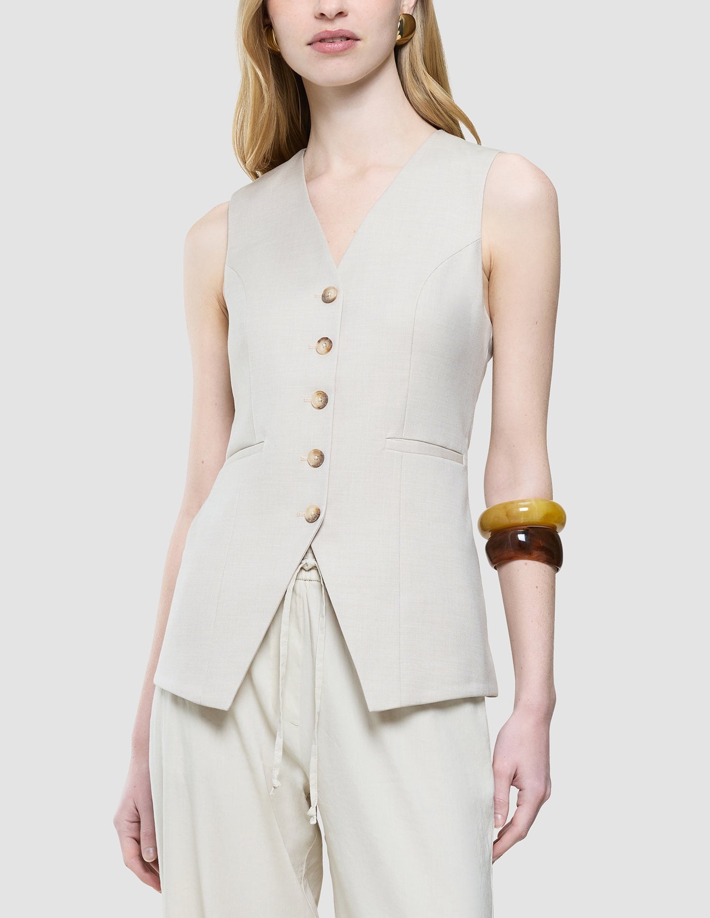 Women's Skye Long Vest Sandy Beige Melange